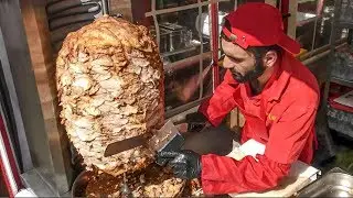 Huge Shawarma Cutting Skill. Street Food from Minsk, Belarus