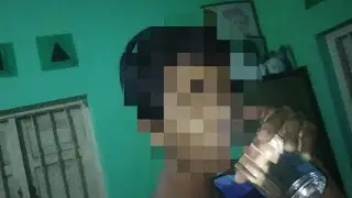 drinking water but blur face