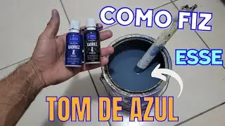 Tinta no tom azul, feita com corante e tinta branco gelo