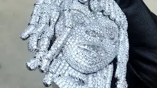 18K White Gold Finish S925 Silver Iced Lil Pump Figure Pendant on helloice.com