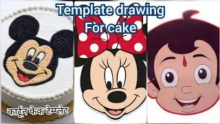 Cartoon cake template drawing | Cartoon cake face drawing | How to draw cartoon on cake