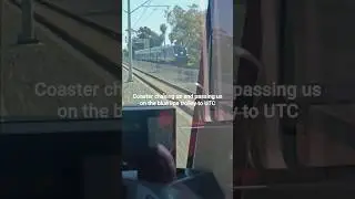 Coaster Train Chasing Us On Trolley #mts #NCTD #coaster #sandiego #railfanning