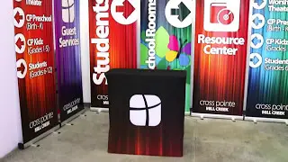 Displayit at Church Case-n-Counter AND Six Economy Stand-up Banners