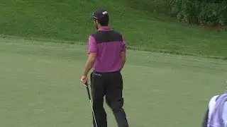Robert Streb sinks a 30-foot birdie putt on No. 5 at Deutsche Bank