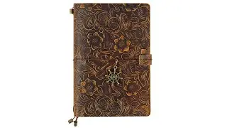 Original Retro Carved Cowhide Travel Notebook Manual Stationery Hand Ledger Creative Diary with Hard
