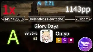 7.71⭐ Omyo | Fellowship - Glory Days [Relentless Heartache] +HDDTRX 99.76% (#1 1,143pp 1❌) -osu!