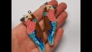 WIP Bird Cane Troupant Lilac Breasted Roller Sculpey Premo Clay used