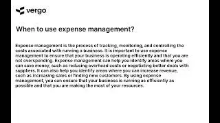Expense Management 101