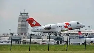 Swiss Air Ambulance Canadair CL604 Challenger Takeoff From Belgrade Airport