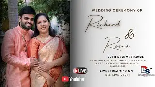 Wedding Ceremony Of Richard & Reena|OnSunday,29-12-25 at7p.m|Live from St.Lawrence Church, Manglore