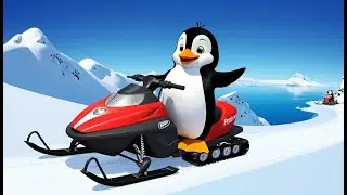 Penguin Rides a Snowmobile | Funny and Fun Kids Nursery Rhyme Animation