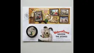 2022 Wallace & Gromit Behind the Scenes Silver Plated Medal Cover - UK Royal Mail First Day Covers