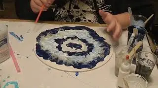 (56) Acrylic Pour, Straw blowing technique