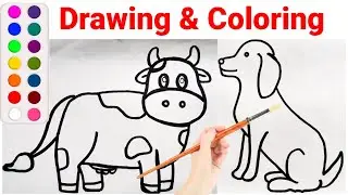 Farm Animals Drawing, Painting and Coloring for Kids and Toddlers | Learn to Draw Domestic Animals