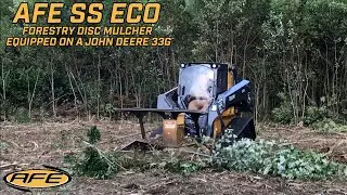 AFE SS ECO Forestry Disc Mulcher on John Deere 333g Skid Steer