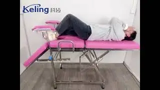 Keling Medical | Pink Stainless Manual Delivery Bed | Hospital Equipment