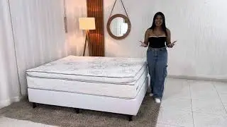 Box Casal Korino Ortobel + Colch&atilde;o New Freedom Molas Ensacadas Espuma Viscoel&aacute;stica D33 - Ortobom
