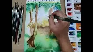 #village#watercolourstepbystep#paintingforbeginners #easydrawingtutorial#@priyankanart6358