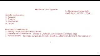 Drug Mechanisms Summary & Non Specific Drug Mechanisms