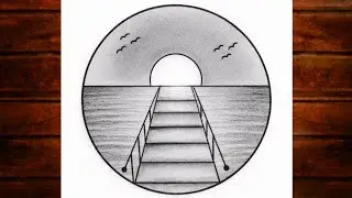 Easy circle scenery drawing /Easy drawing ideas for beginners/ How to draw pencil sketch drawing