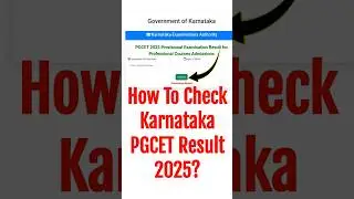 Karnataka PGCET Result 2025 | How To Check KET PCCET Result 2025 #pgcet2025 #result
