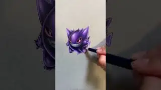 Amazing Pok&eacute;mon Gengar coloured drawing 👾 #shorts #art #trending #pokemon #gengar