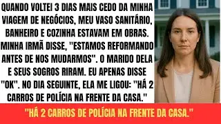 Minha irmã tentou roubar minha casa, mas voltei de viagem e a peguei no flagra.
