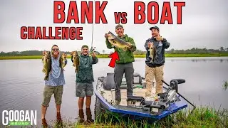 GIANT BASS 2v2 BANK vs. BOAT CHALLENGE ( INSANE CATCH )