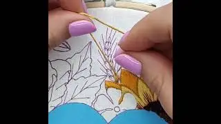 Lazy Daisy Stitch, Detached Chain Stitch 🌾 Wheat Hand Embroidery Time-lapse Tutorial #shorts