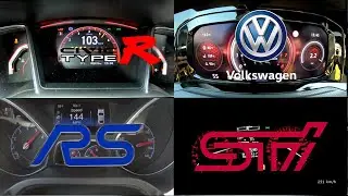 Civic Type R vs Golf GTI vs Impreza WRX STI vs Ford Focus RS acceleration battle 2022 !!