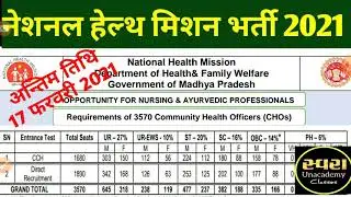 National Health Mission Community Health Officers CHO Recruitment 2021/ DHFWMP/NHM Recruitment 2021