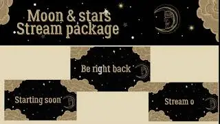 Star stream package, moon twich panels, lune overlays, stream animated alerts