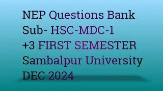 +3 FIRST SEMESTER Home Science MDC Paper1 Sambalpur University Dec 2024
