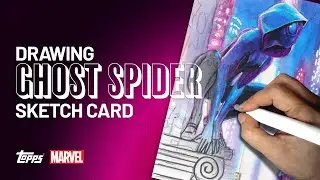 Drawing GHOST-SPIDER! 🕷️👻 Topps Marvel Studios Chrome Sketch Card