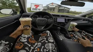 POV ASMR: Driving to Surprise Long Distance Gf with 7 Brew Coffee in 2021 Camry 4K 60FPS!