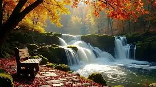 10 HOURS | Roaring Waterfall White Noise & Rushing River in Autumn Forest for Deep Sleep