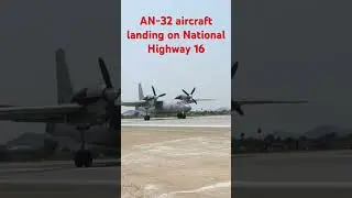 AN-32 aircraft landing on NH 16 in Andhra Pradesh #viral #youtubeshorts #shortsvideo