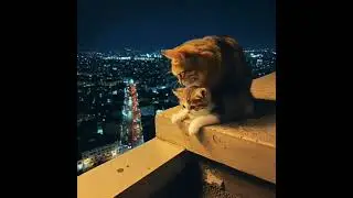 cat scared at building top #viral #trending #shorts #animals #ai #shortvideos #cute #pets #explore