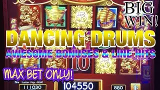 DANCING DRUMS WILL ALWAYS BE MY FAVORITE SLOT GAME 😁 AWESOME BONUSES AND LINE HITS BIG WINS! 😱😱👍
