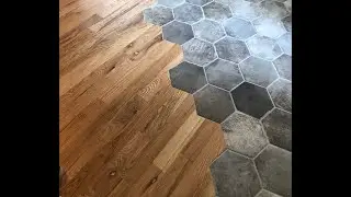 Stunning Hexagon Tile Transition to Hardwood Floor on 45 degree angle | TIME LAPSE | The Fast Video