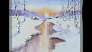 Malprozess einer Winterlandschaft