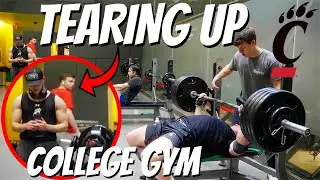TEARING UP MY COLLEGE GYM | 425 lbs Bench Press **CRAZY REACTIONS**