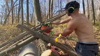 DON'T BUY THIS CHAINSAW! & BUILDING A LEAN-TO SHELTER ON MY OFF GRID LAND