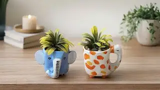 DIY Animal Planters 🐾 | Two Cute Planters from Old Cups | Best Out of Waste Craft Idea