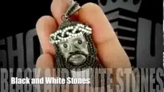 925 Silver Lab Diamond  Micro Pave Set Black Micro Jesus Piece
