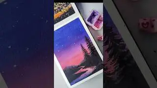 sky🌌🩷💜gouache painting#artwork #gouachepainting#artvideo #youtubeshorts#drawing#painting #art#artist