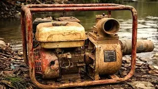 Restoration Of Old Rusty 6.5 hp Gasoline Water Pump // Fully Restored GX200 4 Stroke Rato Engine