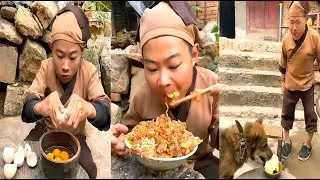 A Dog eat his food,  eating raw eggs food, crying like a kids, mukbang, yum food #part5