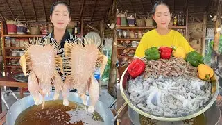 Amazing Fry Chicken Crispy, Fry Octopus Stir Fry, Fry Green Chili - Mommy Chef Cooking Skill