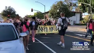 Demonstrators march in downtown SLO to protest rise in violence against Asian Americans and ...